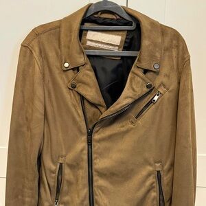 Zara Men's Brown Suede Biker Jacket